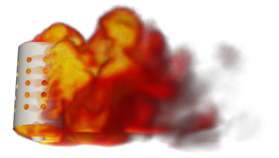 Temperature visualization around a perforated flare geometry